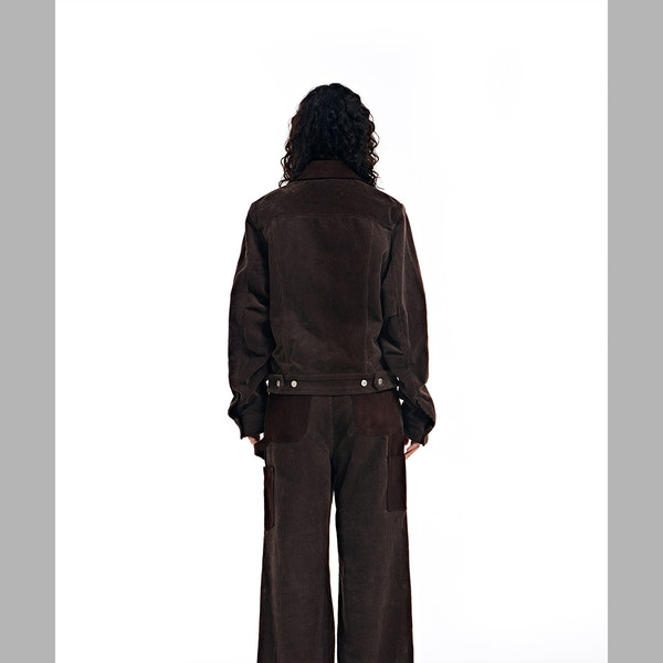 CORDUROY SUEDE TRUCKER JACKET (BROWN) : THE MUSEUM VISITOR