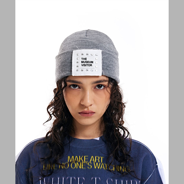 CUBIC LOGO STITCHED BEANIE (GREY) : THE MUSEUM VISITOR