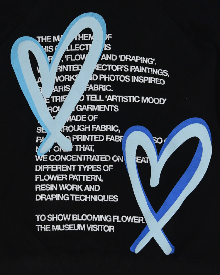 【THE MUSEUM VISITOR】HEART PRINTED INSIDE-OUT HOODY-BLACK ART ZIP-UP HOODIE (BLACK) : THE MUSEUM VISITOR