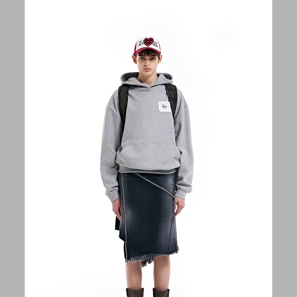 THE MUSEUM VISITOR★韓国 CUBIC LOGO STITCHED ESSENTIAL HOODY CUBIC LOGO STITCHED ESSENTIAL HOODY (BLACK) : THE MUSEUM VISITOR