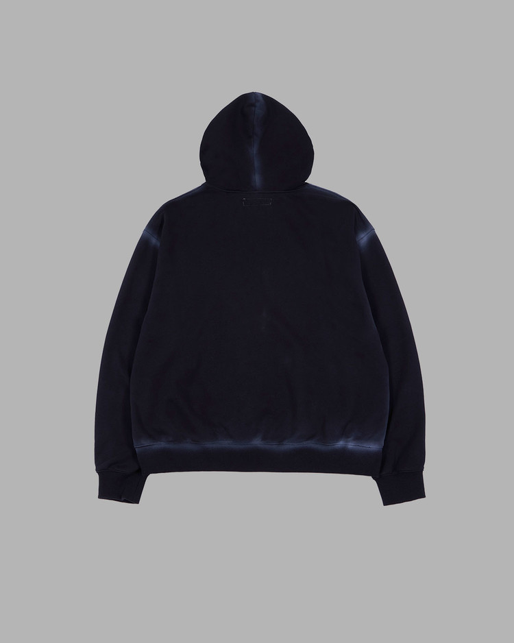 SPRAY PRINTED ZIP UP HOODY (BLACK) : THE MUSEUM VISITOR