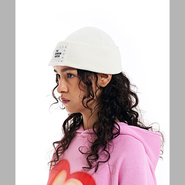 [THE MUSEUM VISITOR]★CUBIC LOGO STITCHED BEANIE CUBIC LOGO STITCHED BEANIE (WHITE) : THE MUSEUM VISITOR