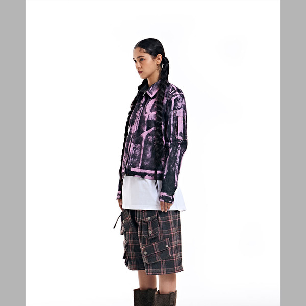 HAND PAINTED DENIM JACKET (PINK) : THE MUSEUM VISITOR