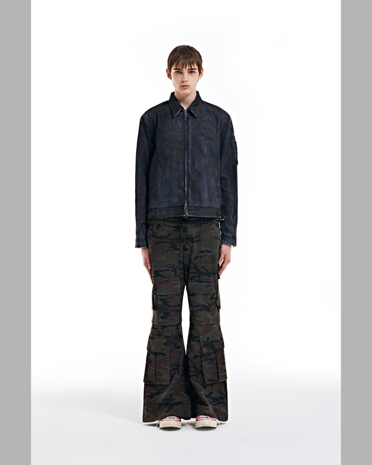 ◆THE MUSEUM VISITOR◆ HAND PAINTED DENIM JACKET BROWN 10117 HAND PAINTED DENIM JACKET (BROWN) : THE MUSEUM VISITOR