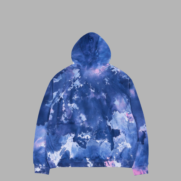 LETTERING PRINTED TIE DYEING HOODY (NAVY) : THE MUSEUM VISITOR