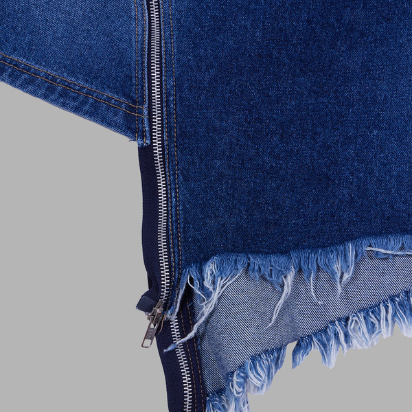 スカート THE MUSEUM VISITOR DIAGONAL ZIPPER DETAIL DENIM SKIRT BLACK DIAGONAL ZIPPER DETAILED WASHED DENIM SKIRT (WASHED BLUE