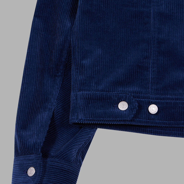 CORDUROY SUEDE TRUCKER JACKET (NAVY) : THE MUSEUM VISITOR