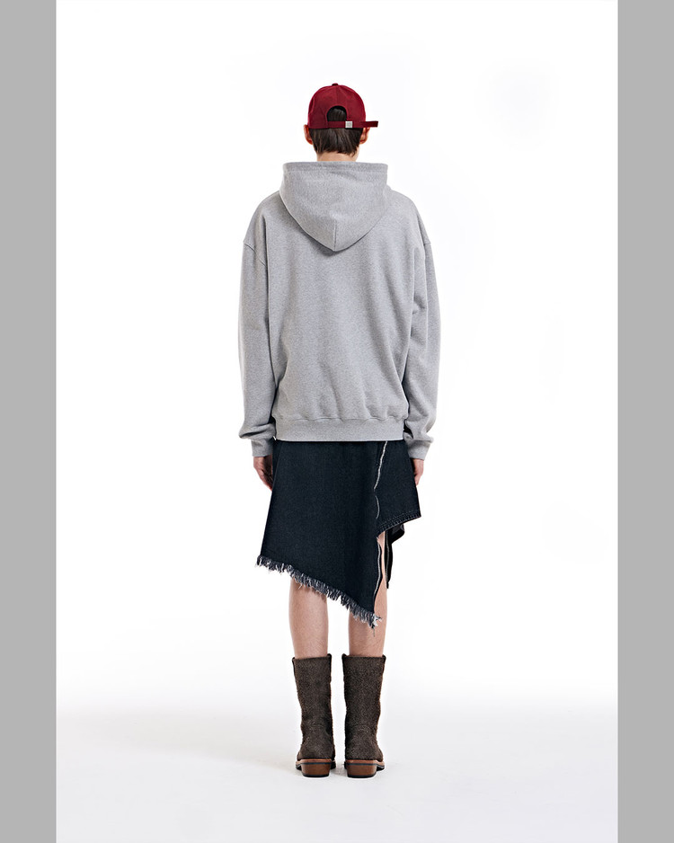 THE MUSEUM VISITOR★韓国 CUBIC LOGO STITCHED ESSENTIAL HOODY CUBIC LOGO STITCHED ESSENTIAL HOODY (GREY) : THE MUSEUM VISITOR