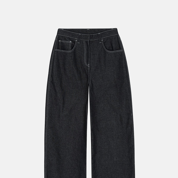 ★MEENDERI★LONG WIDE DENIM PANTS - INDIGO★正規品/直送料込 MEENDERI] LONG WIDE STITCH PANTS - INDIGO