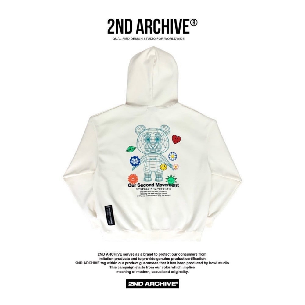 2ND ARCHIVE 세컨아카이브 3D 곰돌이 후드티