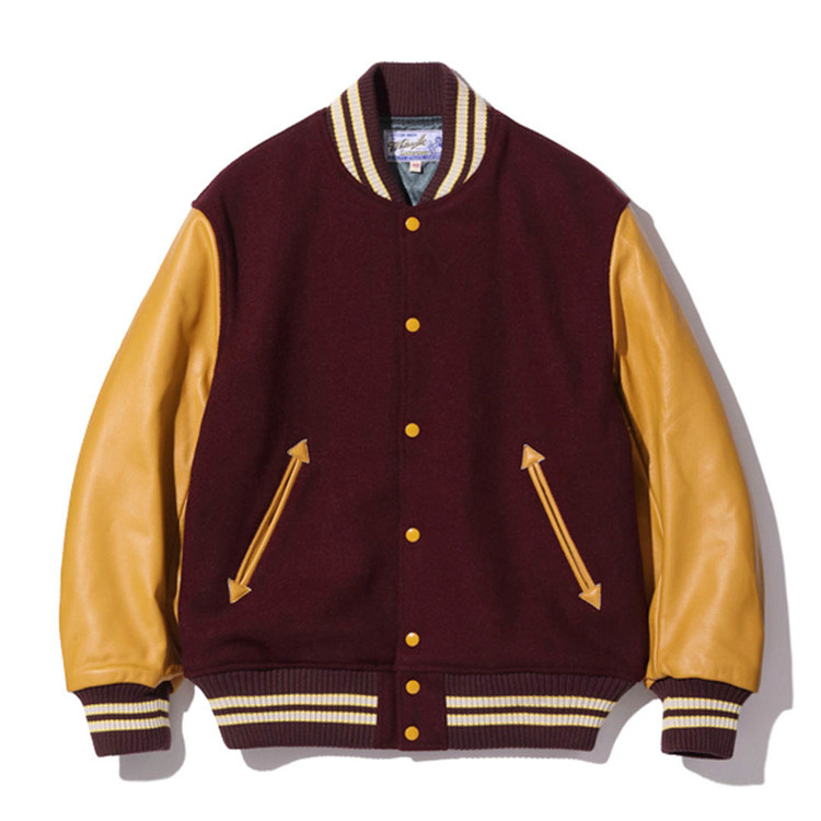 Lot. WV15168, 30oz. Wool Melton Award Jacket 'SOLID' [Wine × Gold ...