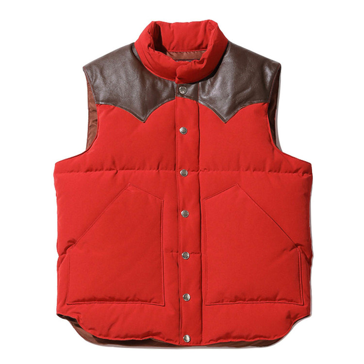 Leather Yoke T/C Down Vest [Red] : Semi Basement General Store