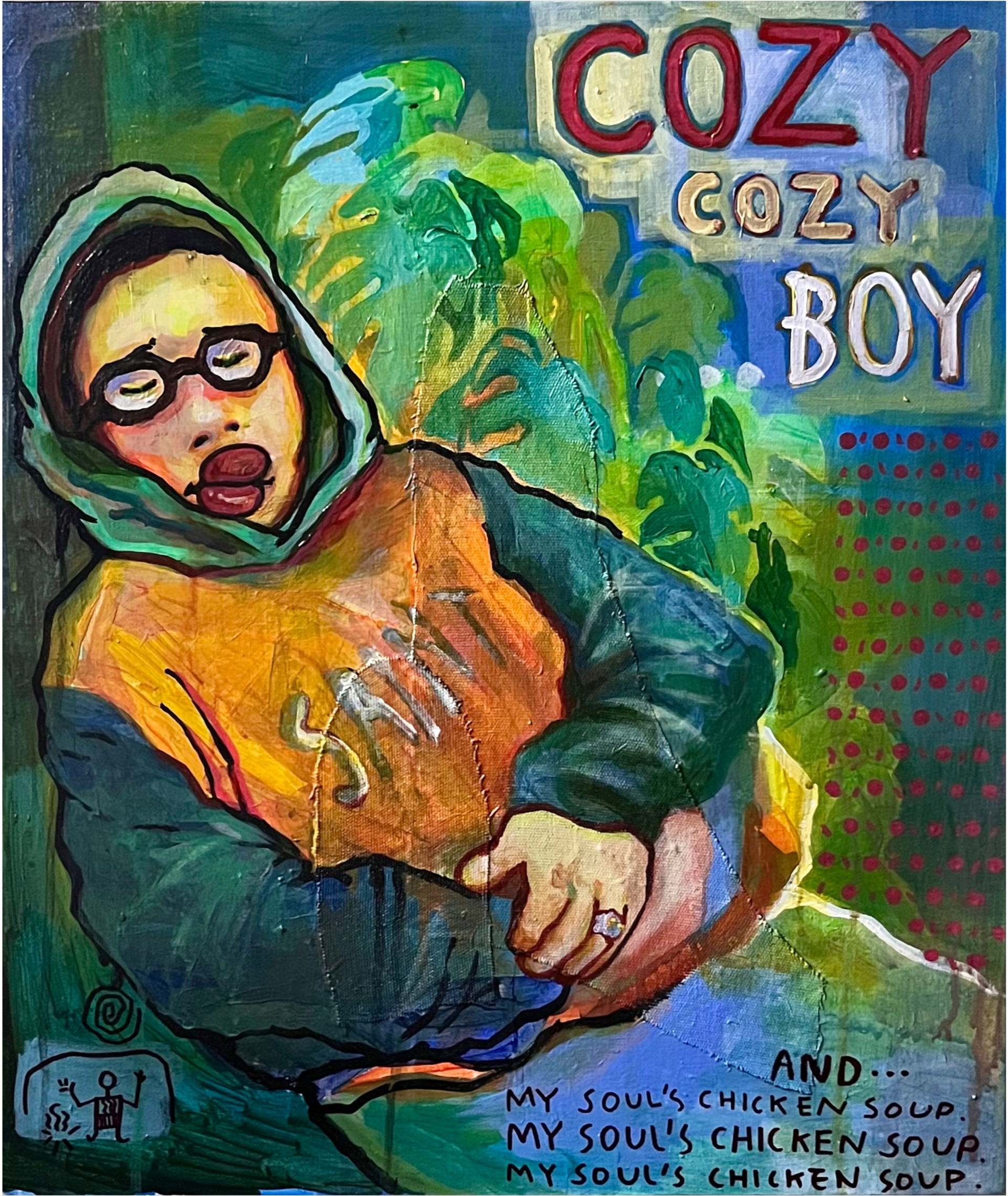 Cozycozyboy•••, 53x46cm, acrylic on canvas, 2023