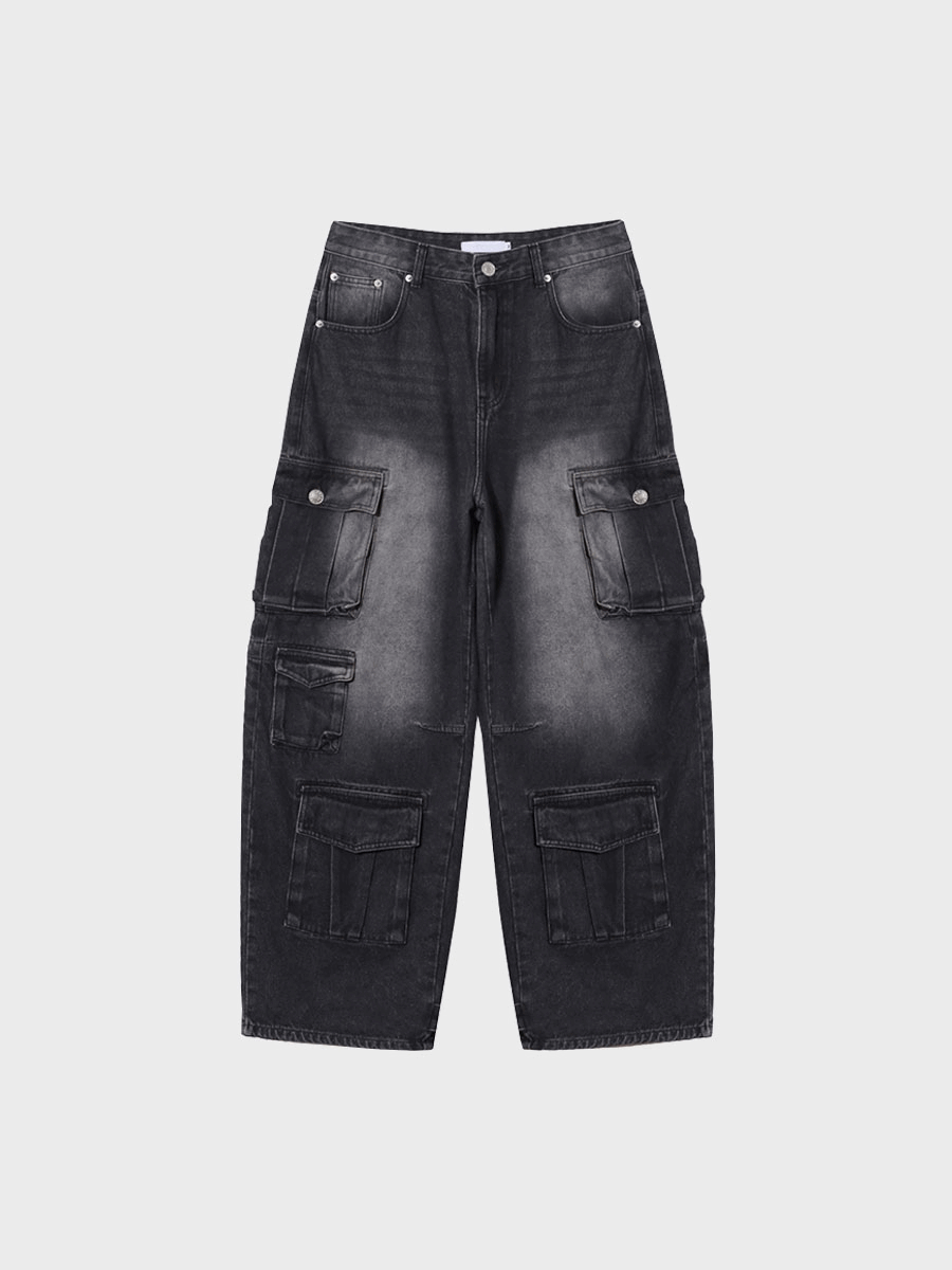 Multi cargo denim pants (2Color) 요즘