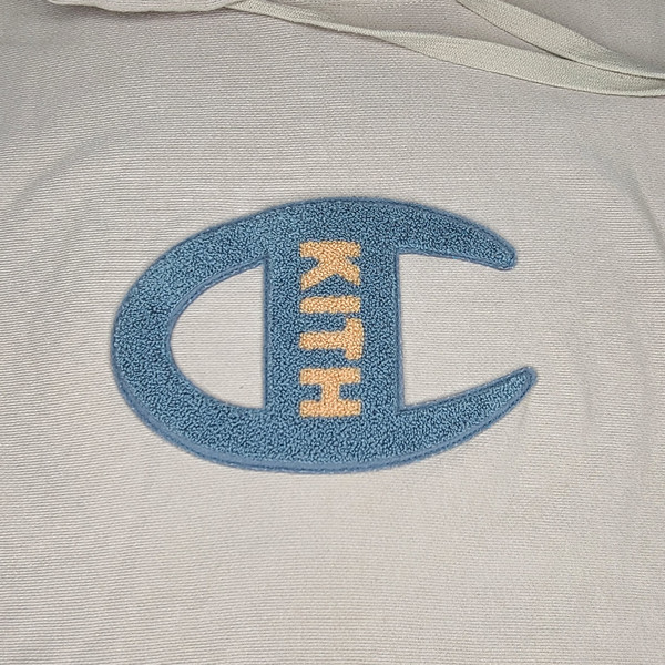 KITH X CHAMPION (L) SAND (EMBROIDERED SLEEVE) HOODIE : VNTGdept