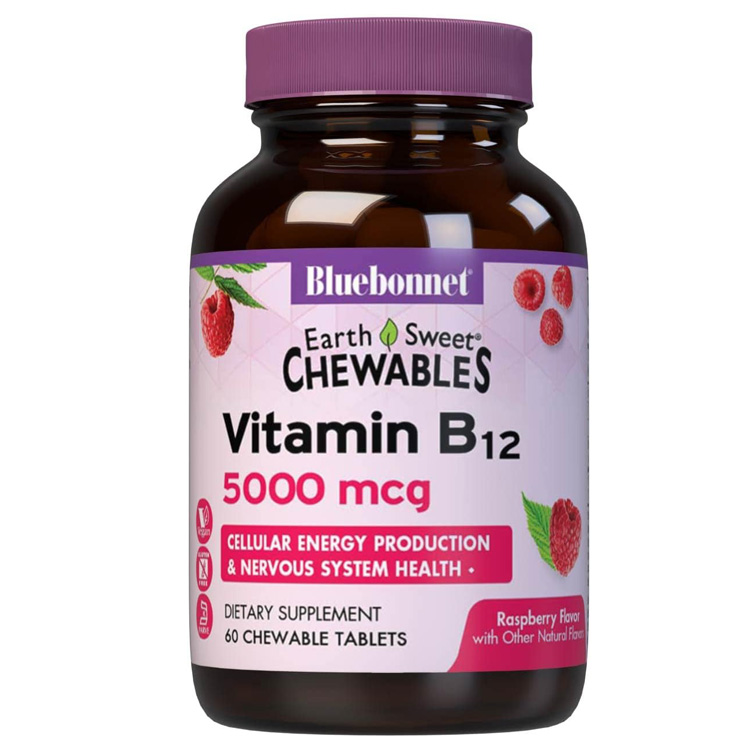 블루보넷 어스 스위트 츄어블 비타민 B12 5000mcg (라즈베리맛) 60츄어블 / Nutrition