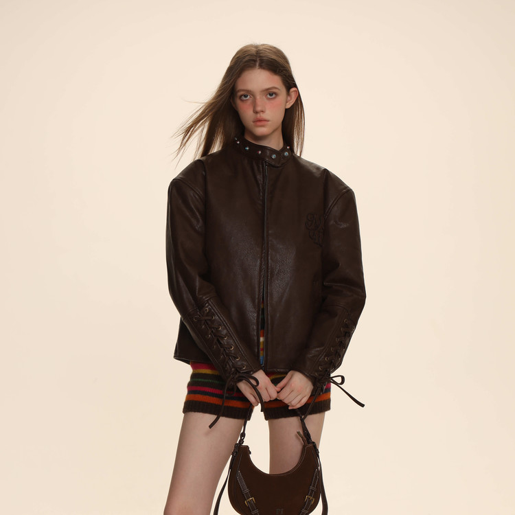 Moromoro jewelry strap leather jacket 유스키트 YOUTHKIT