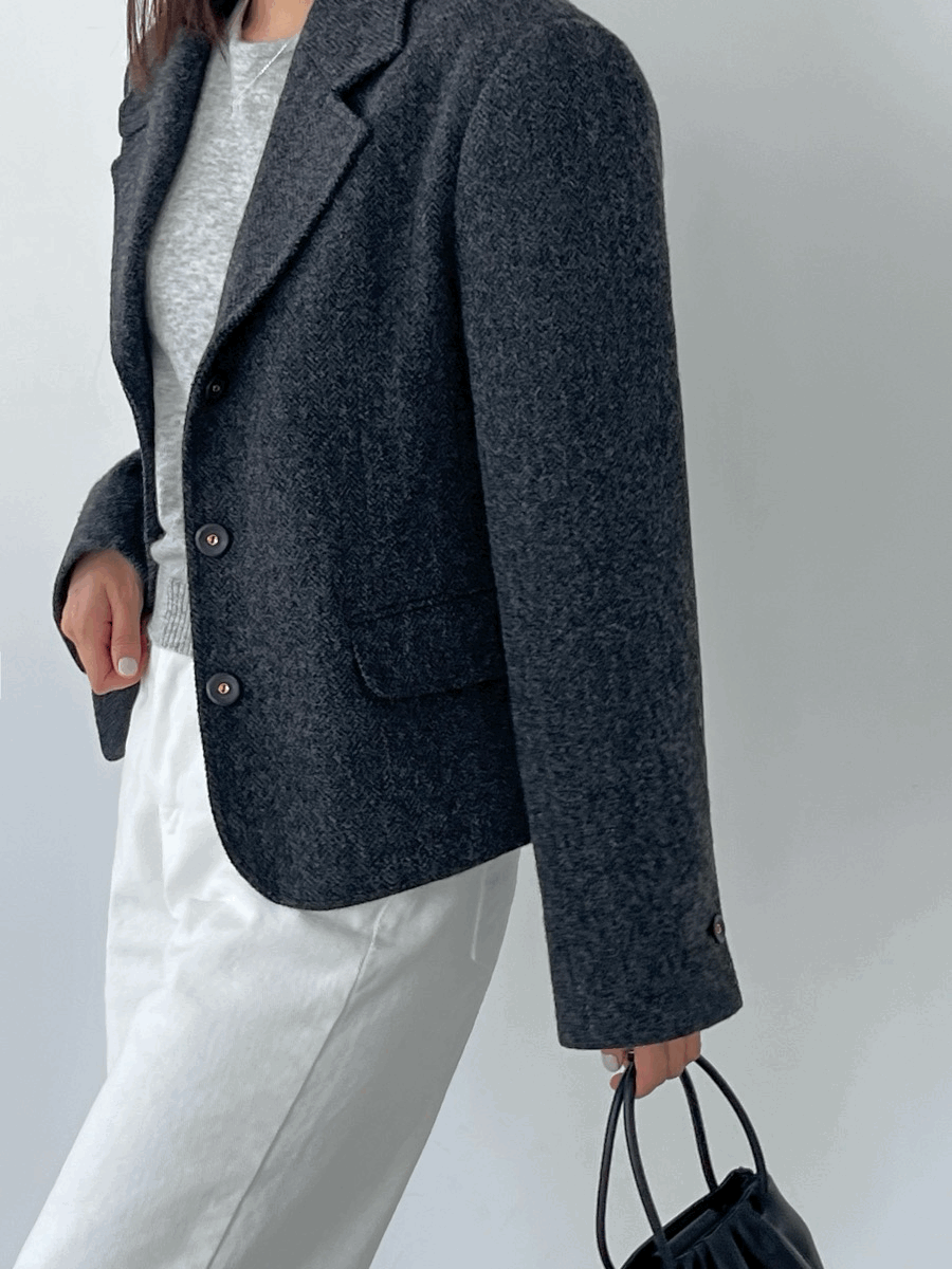 herringbone wool jacket(charcoal grey) : 오이리 oiri