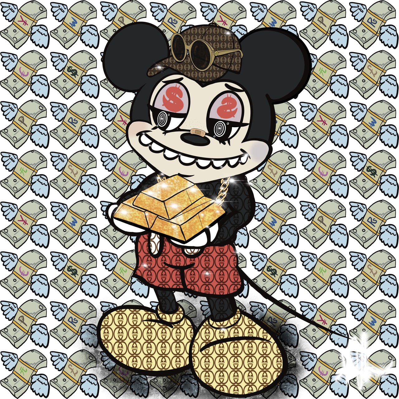 한국소년 / 행운을 주는 미키마우스 머니-미 (The lucky mickey mouse Money-Me) / Giclee on canvas / 60 x 60cm / 2022