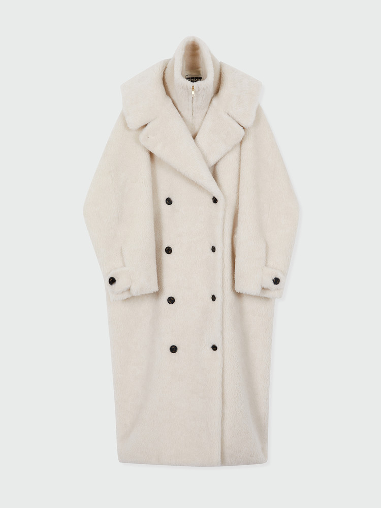 コート EENK XENNIE Oversized Coat with Detachable Collar XENNIE Oversized Coat with Detachable Collar - Black : EENK
