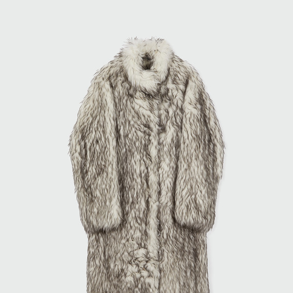 XENIA Faux Fur Long Coat - Light Grey : EENK SHOP