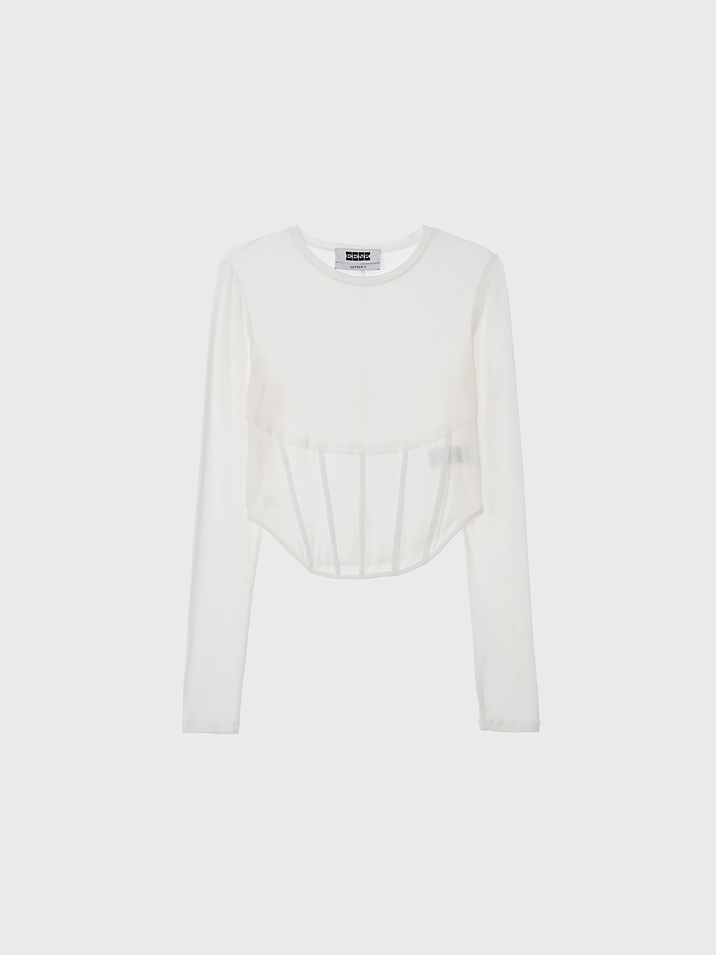 Tシャツ・カットソー RONRON KNOT BUSTIER RIBBON LONG SLEEVE T SHIRT WHITE KNOT BUSTIER RIBBON LONG SLEEVE T SHIRT WHITE BLACK - RONRON