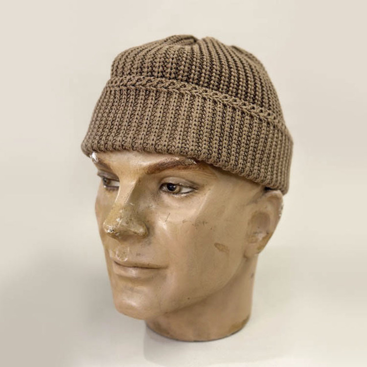 Classical Army Style Cotton Knit Cap LOT1653 [Smoke Brown] Semi