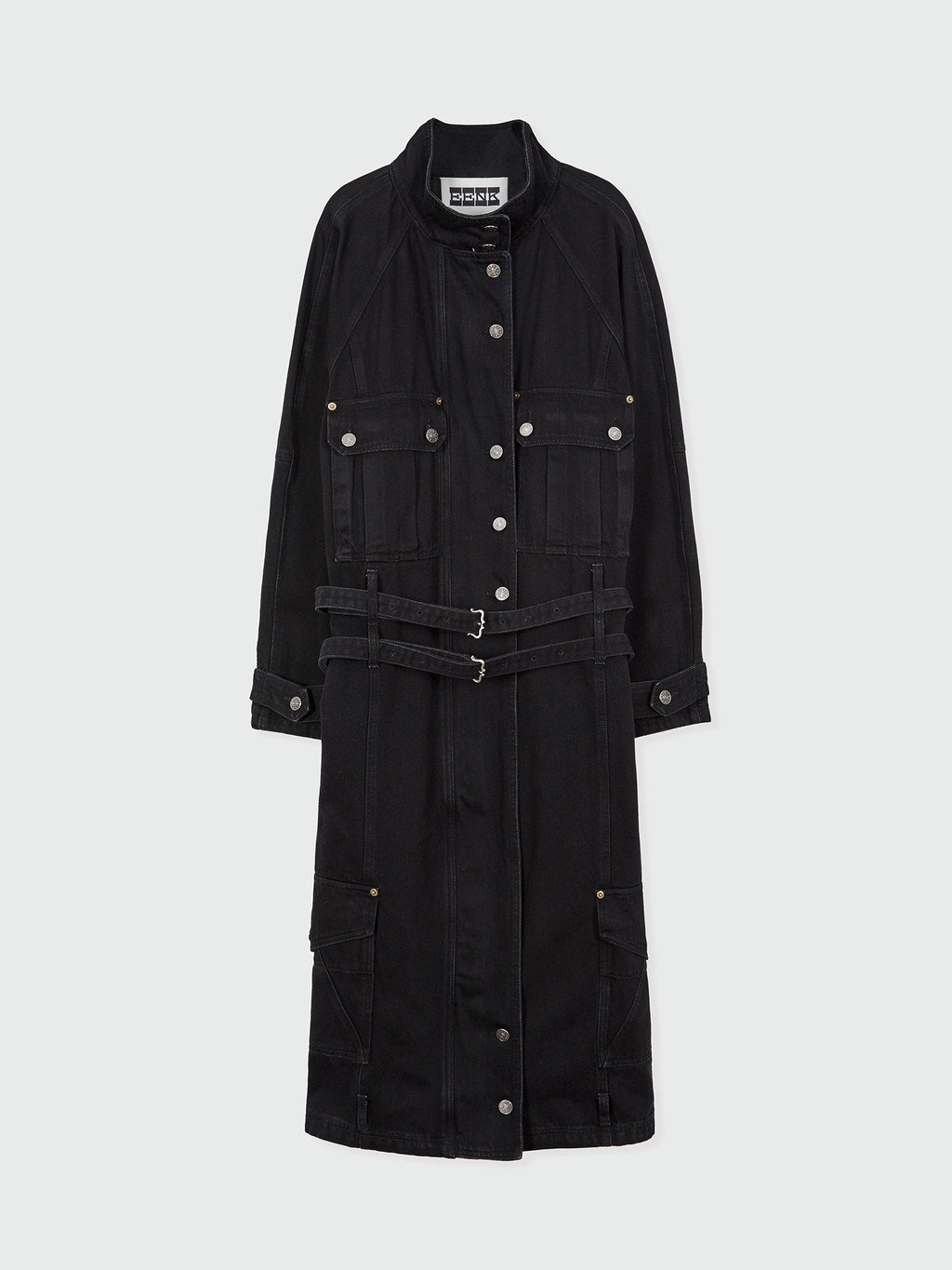 アウターその他 EENK XYRUS Long Double Belted Denim Jumper XYRUS Long Double Belted Denim Jumper - Black : EENK