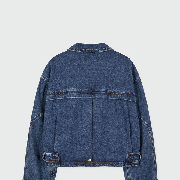 ジャケット EENK XMEN Vintage Bomber Short Denim Jacket XMEN Vintage Bomber Short Denim Jacket - Dark Grey : EENK SHOP