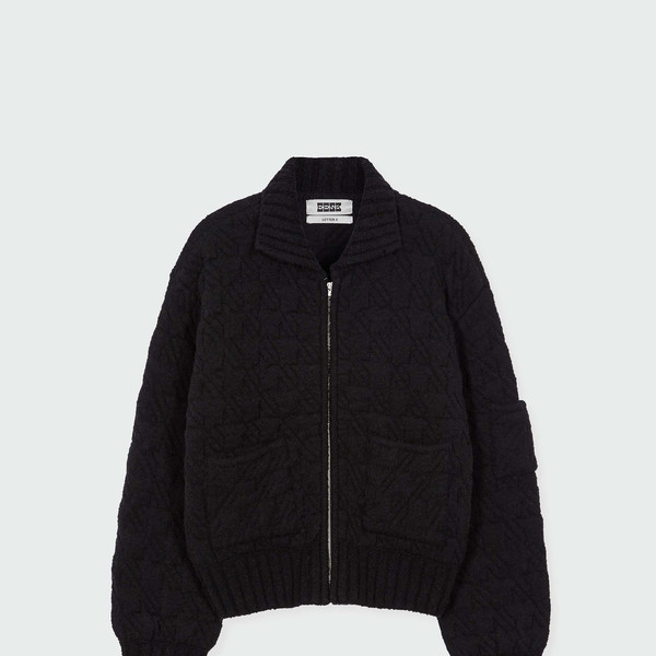 XELDA Textured Zip Cardigan - Black : EENK SHOP