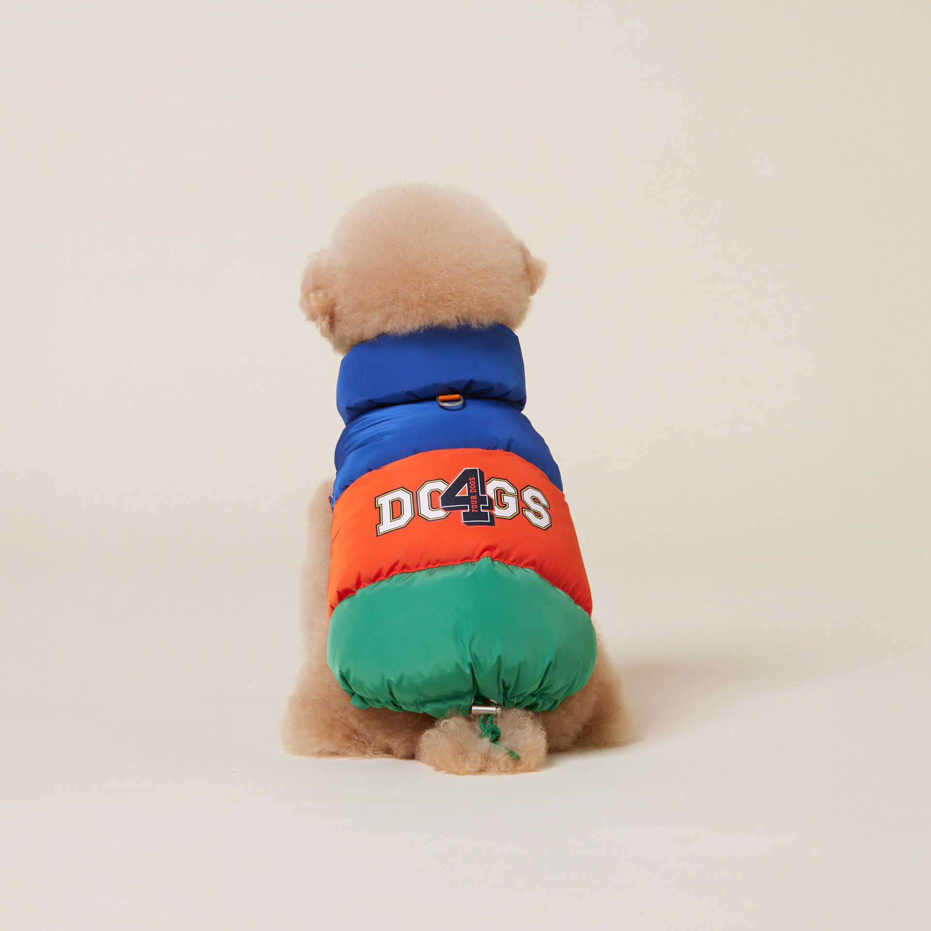 포독스 컬러블록 패딩 레드블록 4DOGS