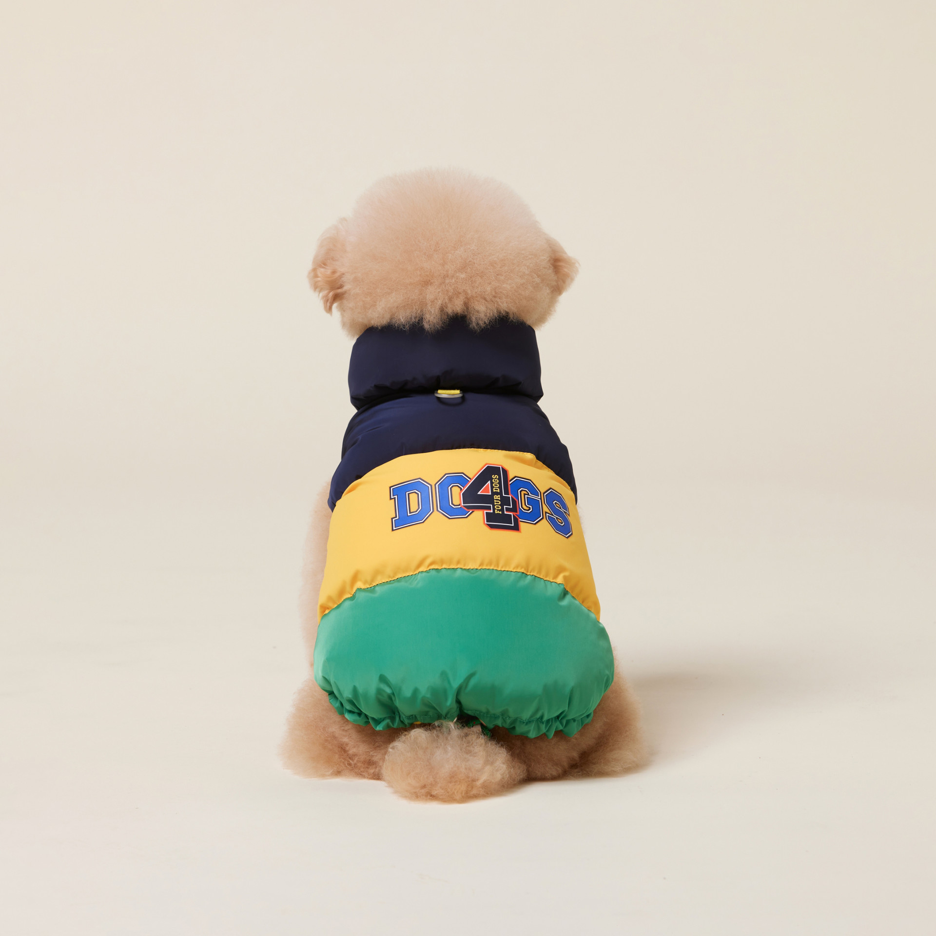 포독스 컬러블록 패딩 옐로블록 4DOGS