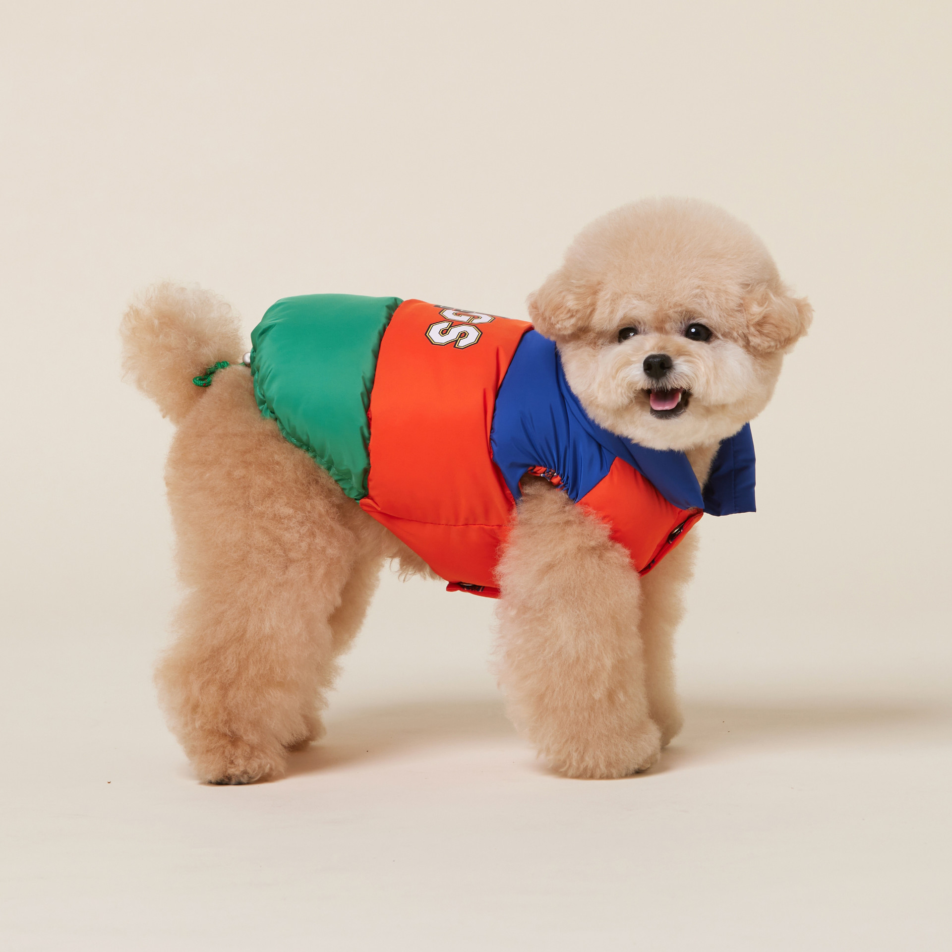 포독스 컬러블록 패딩 레드블록 4DOGS