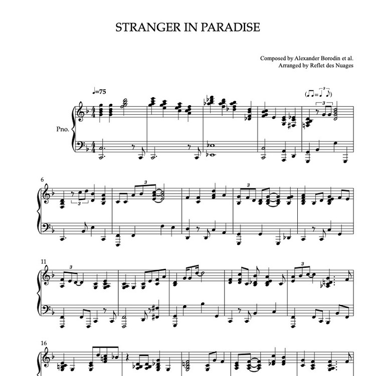 ★未使用品/楽譜/田中一郎/GOING TO PARADISE/バンドスコア PIANO SOLO SHEET MUSIC] Stranger in Paradise : MUSICALIBRA