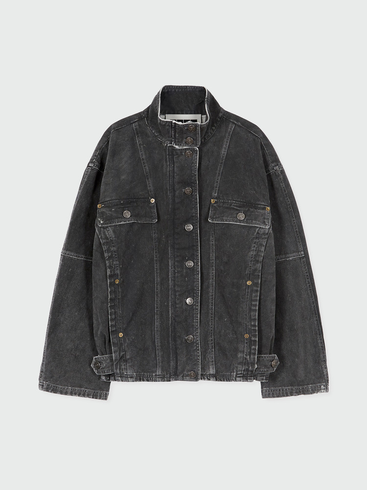 アウターその他 EENK XELLO Highneck Buttoned Denim Jumper XELLO Highneck Buttoned Denim Jumper - Blue : EENK