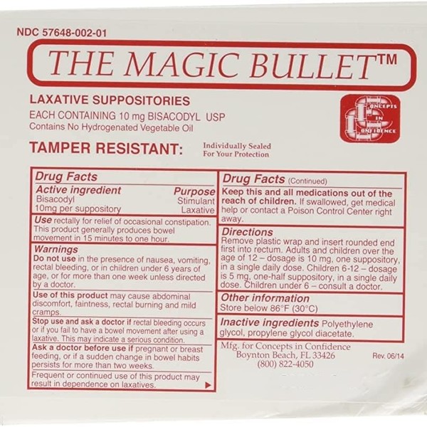  Magic Bullet Suppository Part No. CCMB100 Concepts in