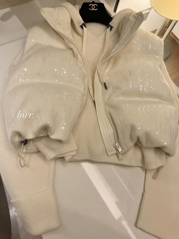Brunell sequin cashmere goose vest (캐시미어,구스) Lorr