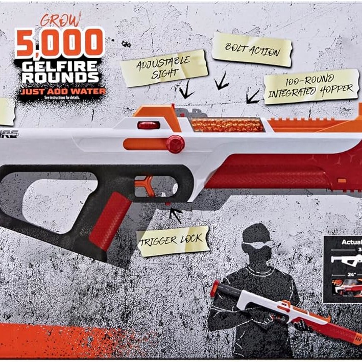 Nerf Pro Gelfire Ghost Bolt Action Blaster, Removable Boost Barrel, 5000  Gel Rounds, 100 Round Integrated Hopper, Eyewear, Ages 14 & Up