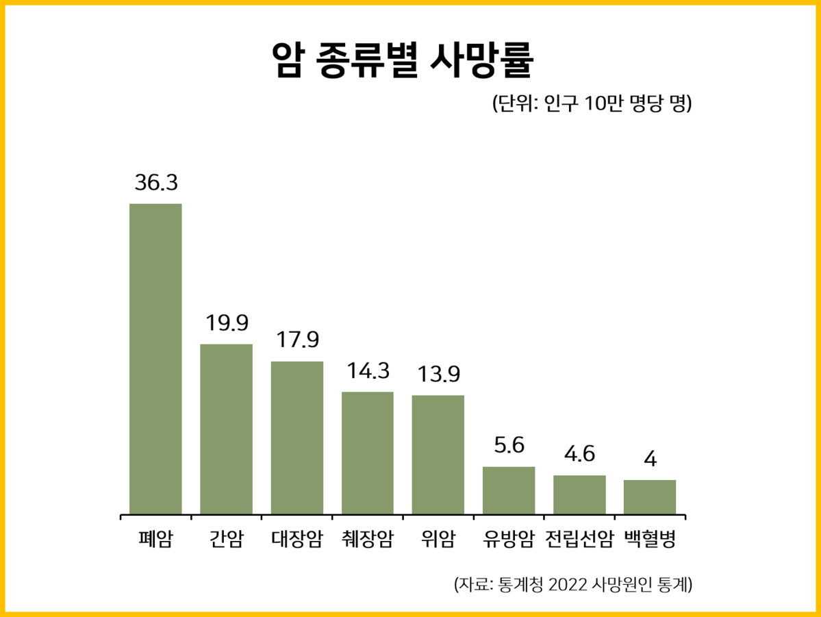 암 종류별 사망률 : 사회 일반 통계