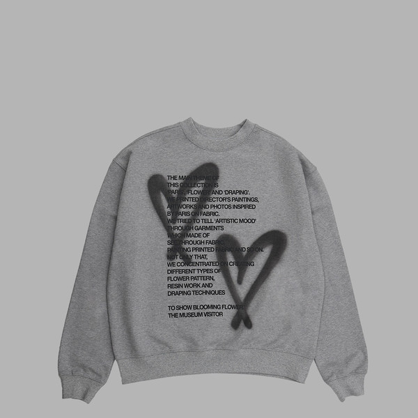 HEART SPRAY PRINTED SWEATSHIRTS (GREY) : THE MUSEUM VISITOR