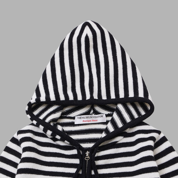 TV HEART LOGO STRIPE ZIP-UP HOODY (BLACK) : THE MUSEUM VISITOR