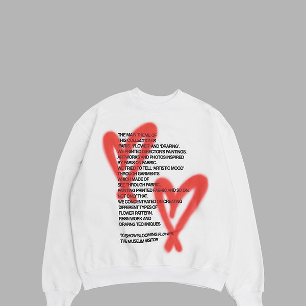 スウェット・トレーナー THE MUSEUM VISITOR HEART SPRAY PRINTED SWEATSHIRTS MY1500 HEART SPRAY PRINTED SWEATSHIRTS (WHITE) : THE MUSEUM VISITOR