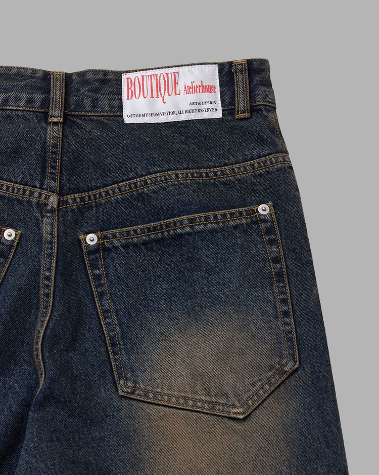 TWO TUCK DENIM BAGGY PANTS (YELLOW BLUE) : THE MUSEUM VISITOR
