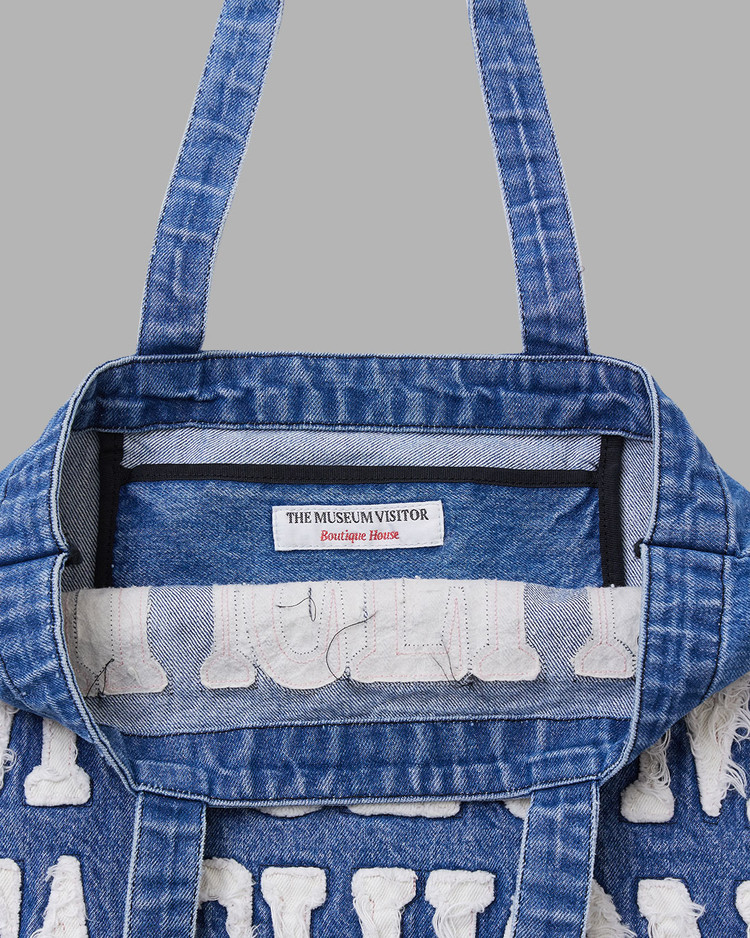 【THE MUSEUM VISITOR】MUSEUM FASHION WASHED DENIM TOTEBAG MUSEUM FASHION WASHED DENIM TOTEBAG (BLUE) : THE MUSEUM VISITOR