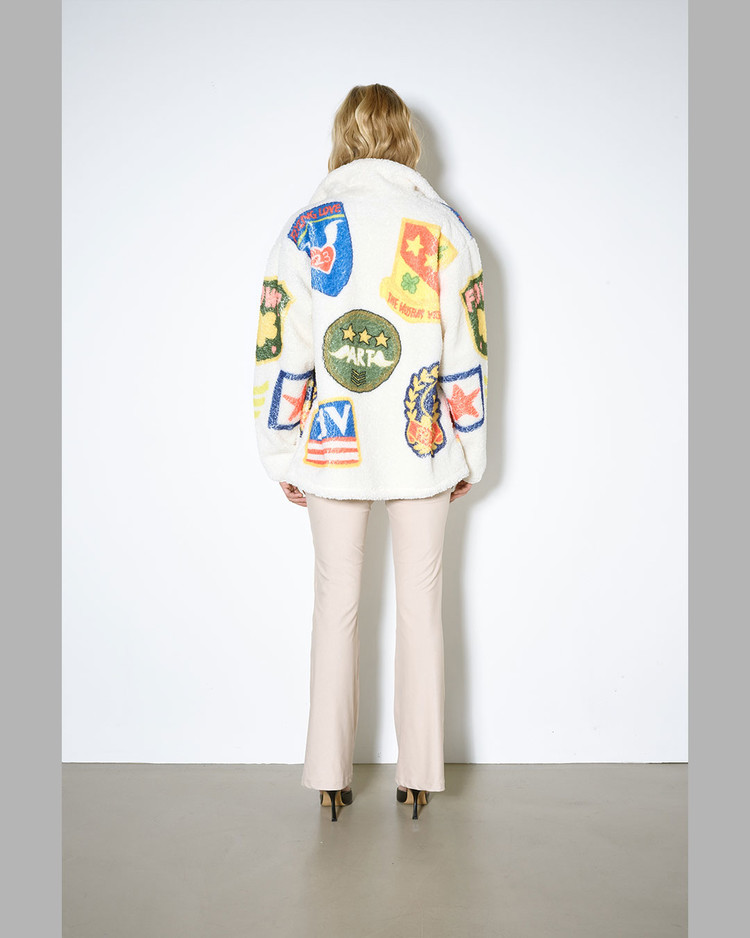 THE MUSEUM VISITOR★MILITARY PATCH DRAWING FLEECE JACKET MILITARY PATCH DRAWING FLEECE JACKET (IVORY) : THE MUSEUM