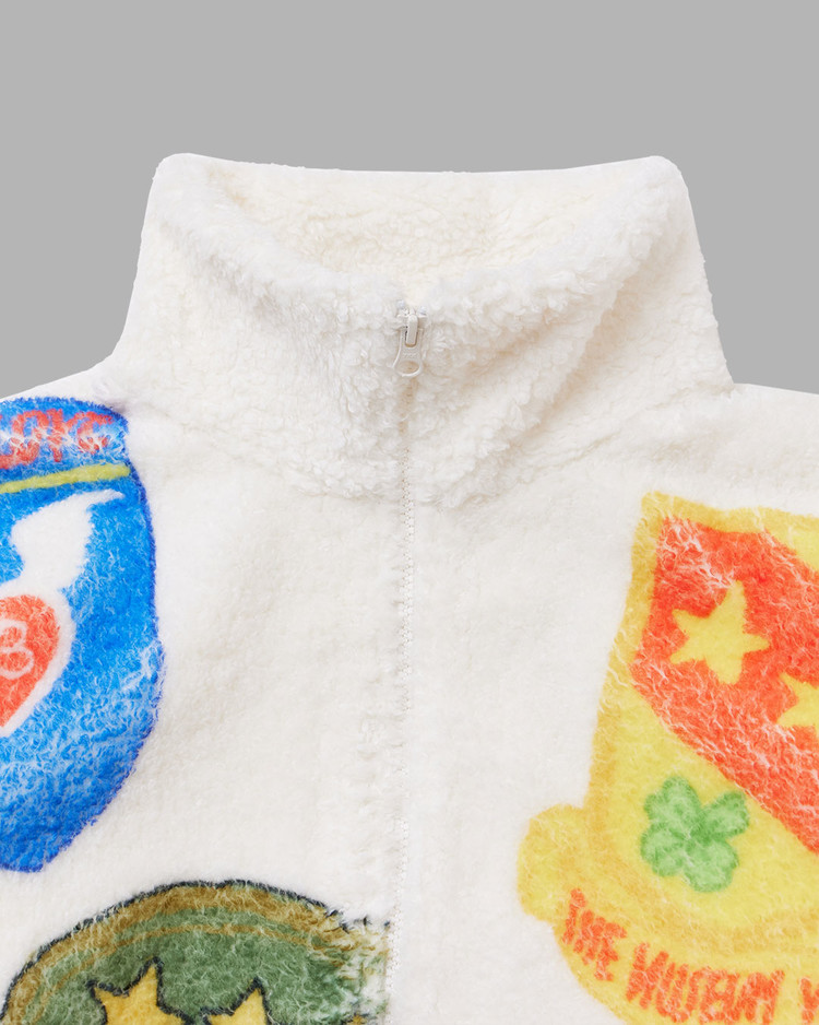 THE MUSEUM VISITOR★MILITARY PATCH DRAWING FLEECE JACKET MILITARY PATCH DRAWING FLEECE JACKET (IVORY) : THE MUSEUM