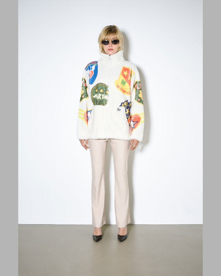 THE MUSEUM VISITOR★MILITARY PATCH DRAWING FLEECE JACKET MILITARY PATCH DRAWING FLEECE JACKET (IVORY) : THE MUSEUM