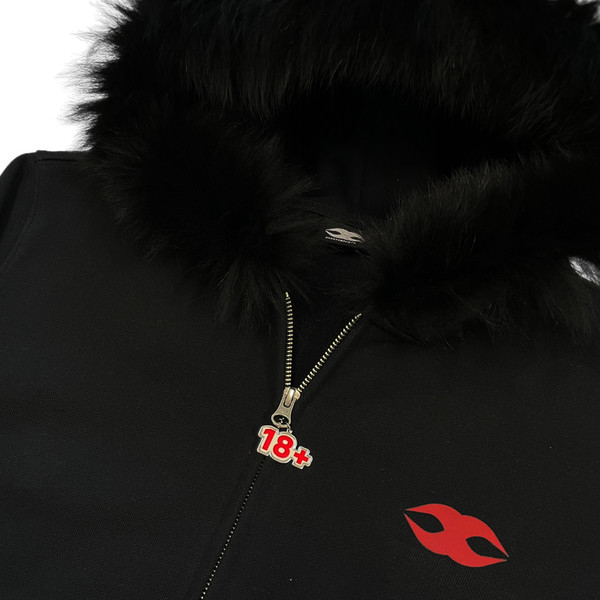 FUR HOODIE BLACK : MOSAIC SOCIETY