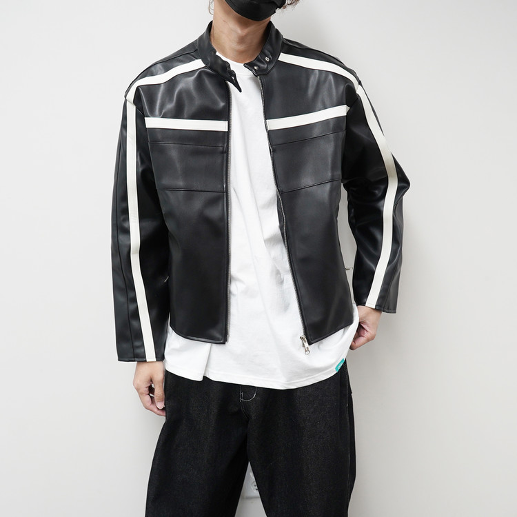 ジャケットその他 IONSEOUL Racing Crop Biker Jacket (3 colors) 바이커 크롭 레더 자켓