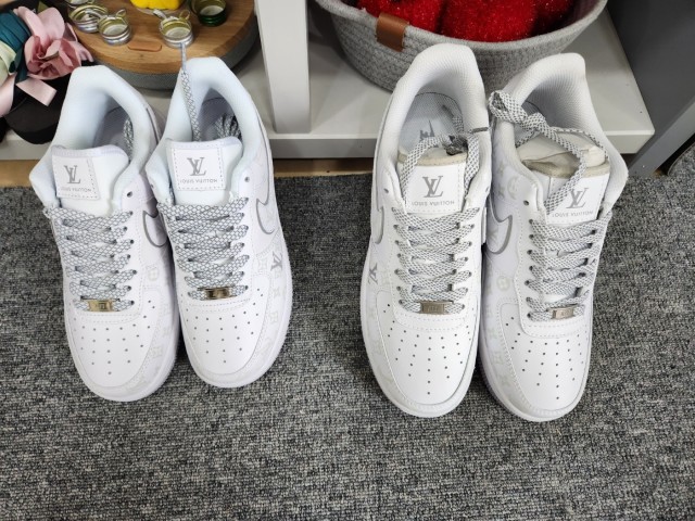 Louis Vuitton X Nike Air Force 1 한정판 스니커즈 야광 커스텀 운동화 DR9868-200 photo review